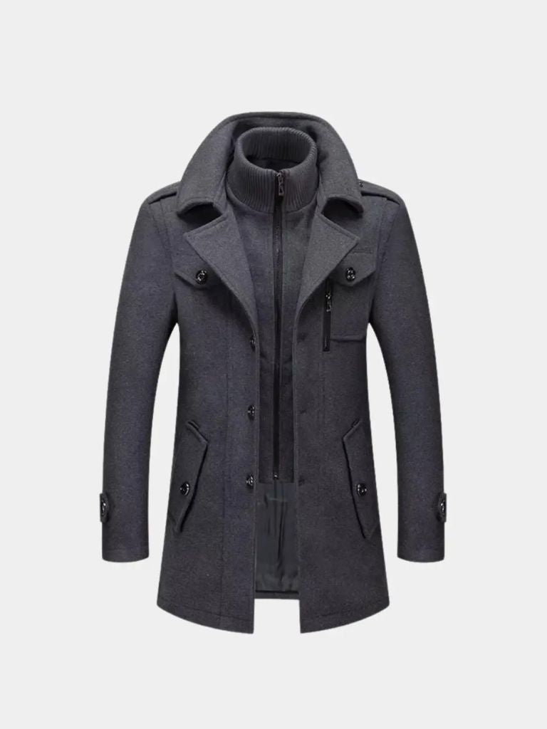 Aristocratic Black Wool Overcoat - CAAYWORLD CAAYWORLD