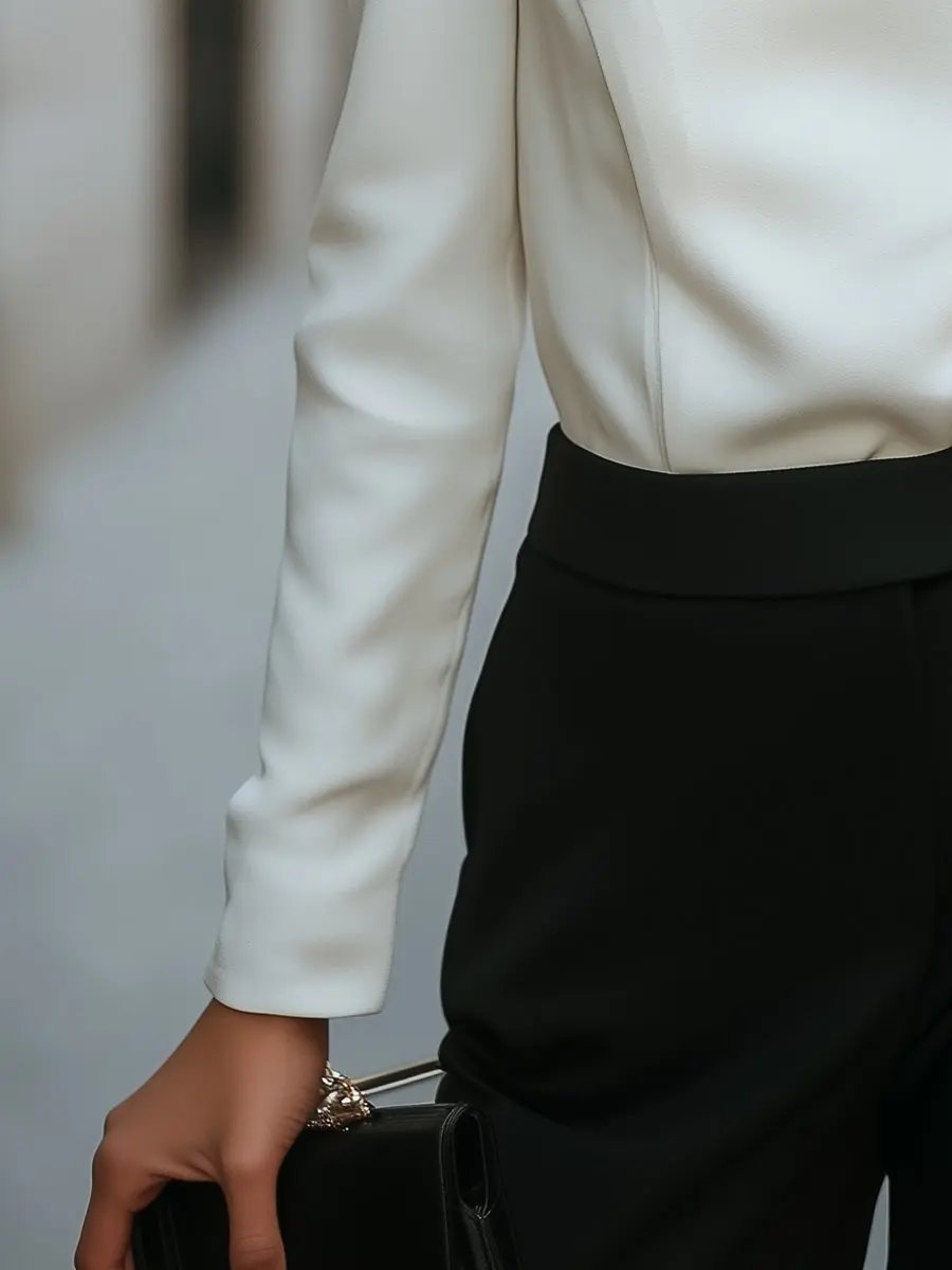 Asymmetric Button-Front White Top - Blouse CAAYWORLD