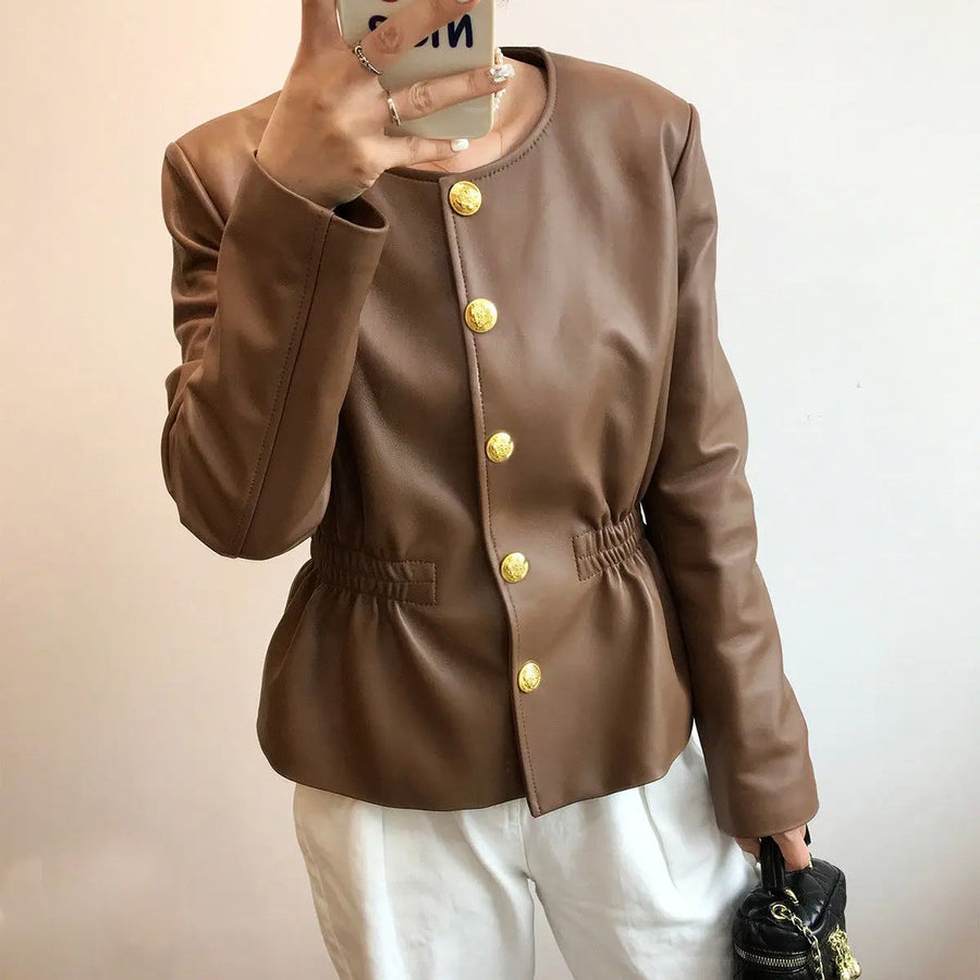 Aurelia Genuine Leather Biker - Jacket CAAYWORLD