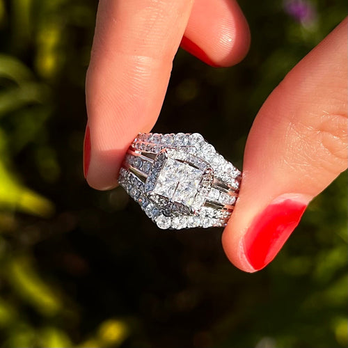Exquisite Princess Cut Sterling Silver Party Engagement Ring For Women Shine of Diamond