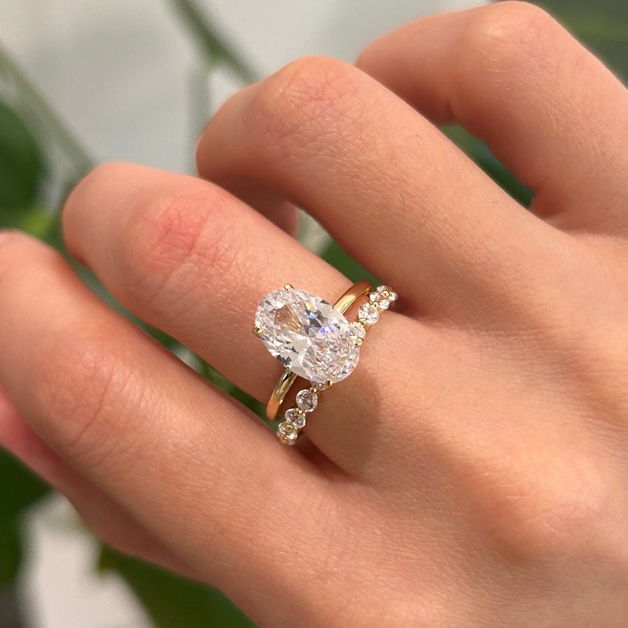 2 Pcs Oval Cut Sterling Silver Bridal Set shine of diamond
