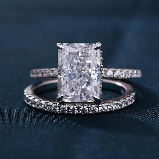 3.5 Carat Radiant Cut Sterling Silver Wedding Double Bridal Set Shineofidamond
