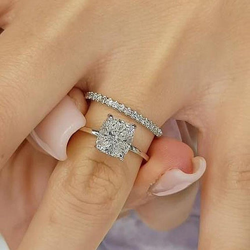 Classic Cushion Cut Bridal Set In Sterling Silver Shineofdiamond
