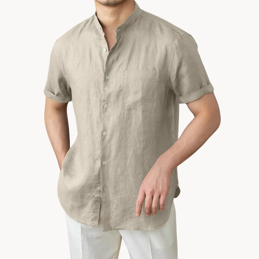 Band Collar Button-Front - Shirt CAAYWORLD