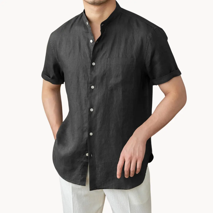 Band Collar Button-Front - Shirt CAAYWORLD