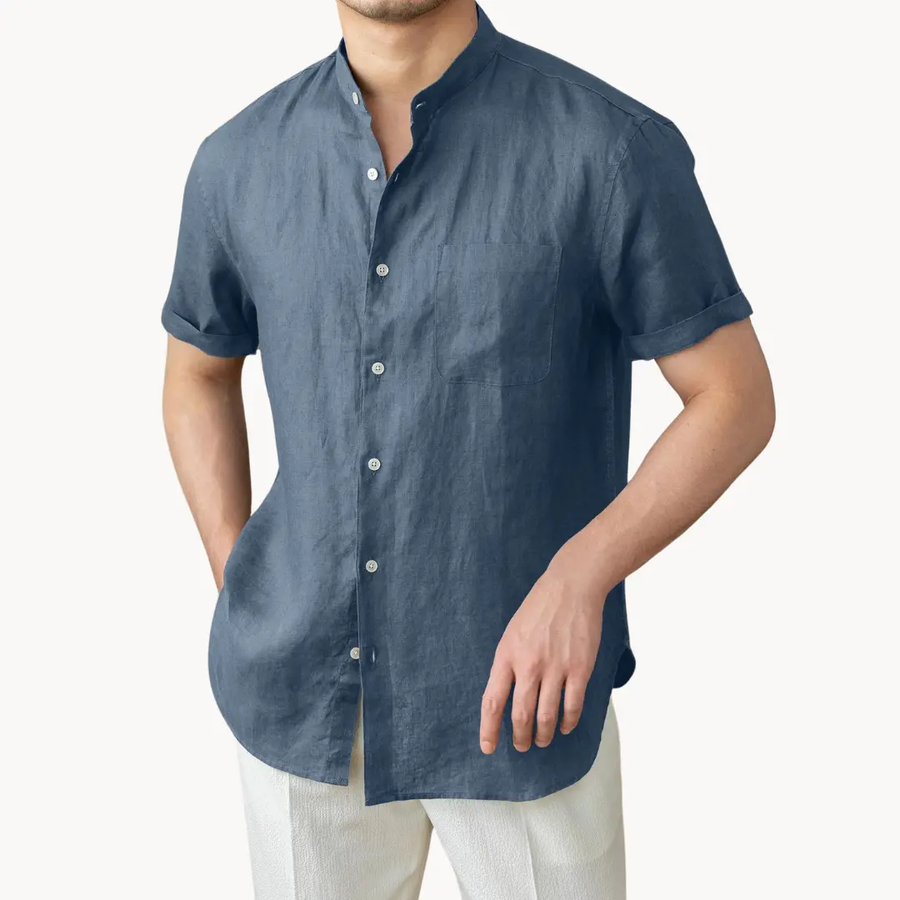 Band Collar Button-Front - Shirt CAAYWORLD