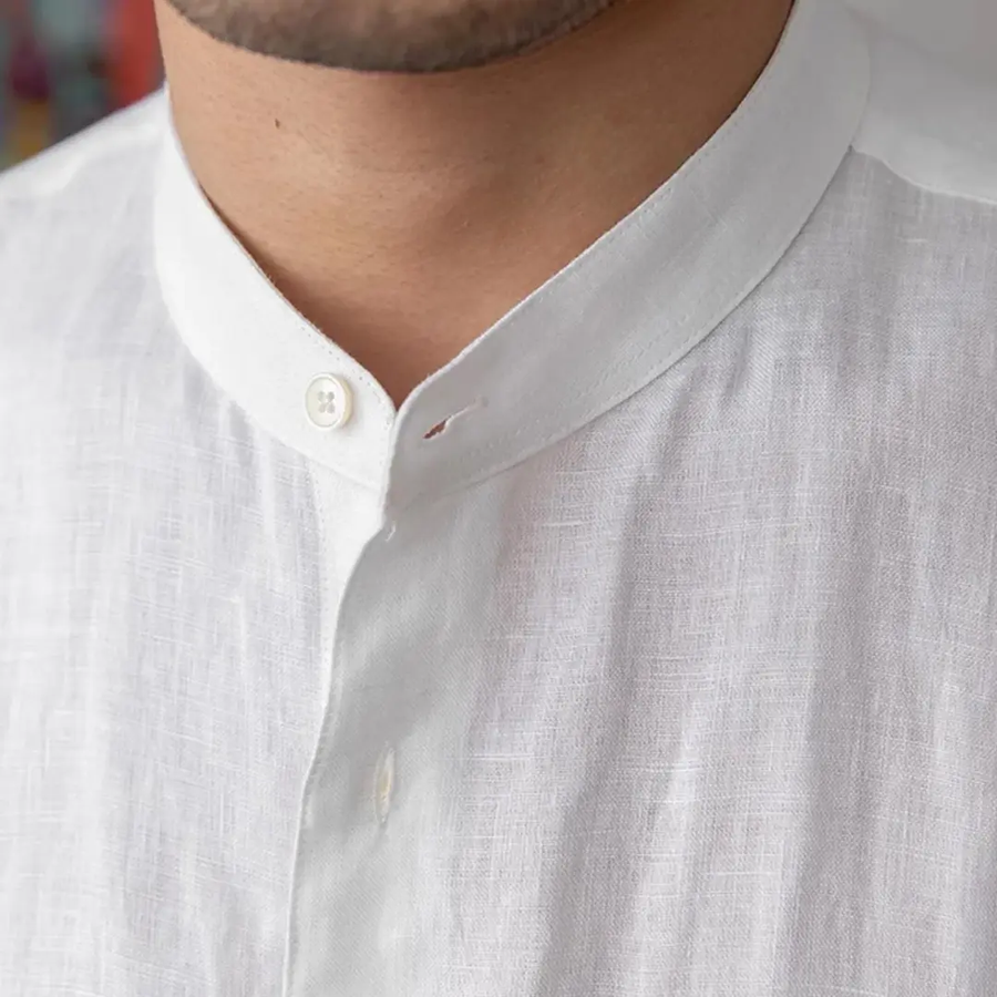 Band Collar Button-Front - Shirt CAAYWORLD