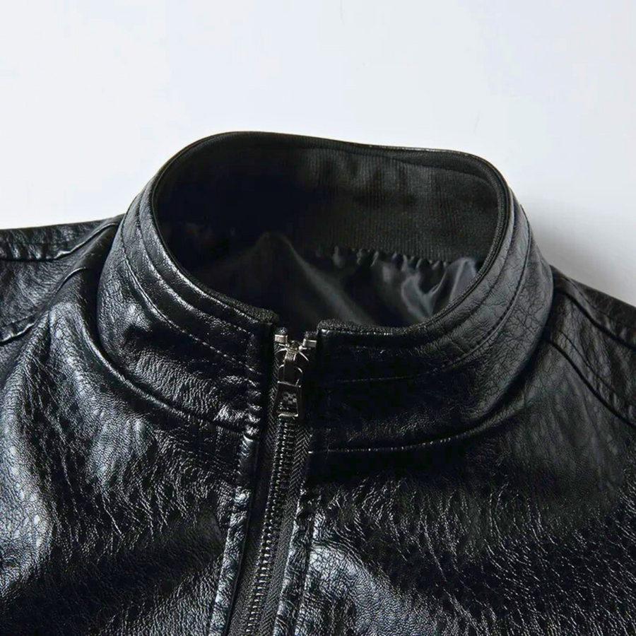 Black Biker Slim-Fit - Leather Jacket CAAYWORLD MEN