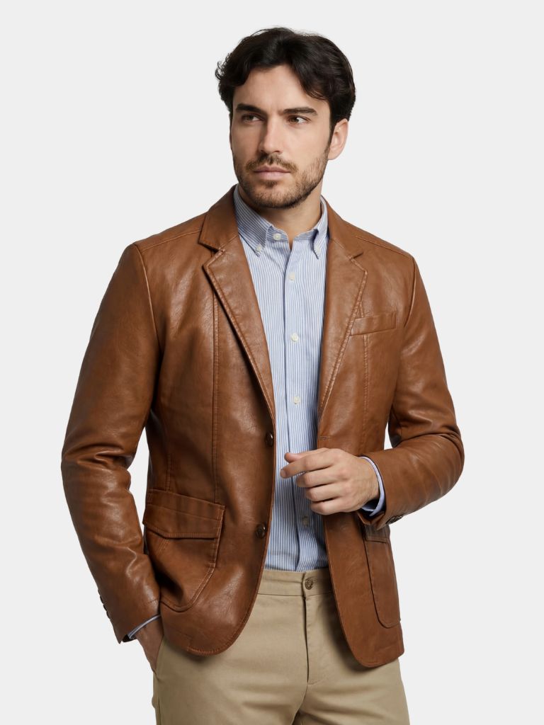Bold Caramel Leather Jacket - CAAYWORLD CAAYWORLD
