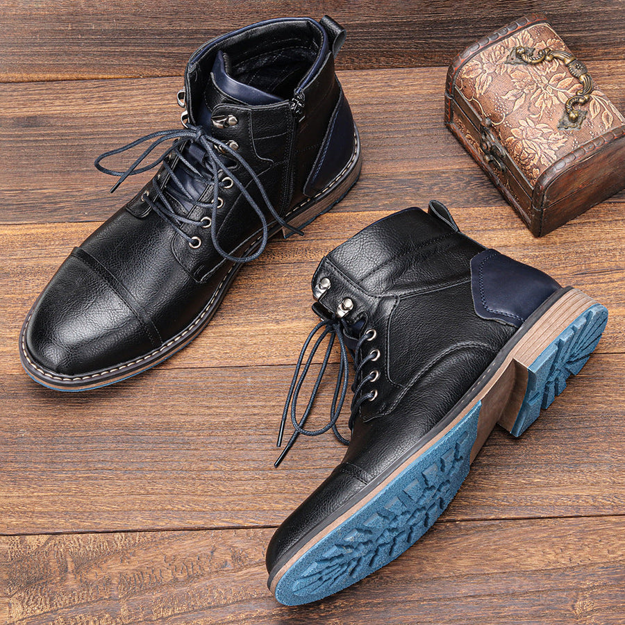 Brown Rugged Leather Western - Boots CAAYWORLD MEN
