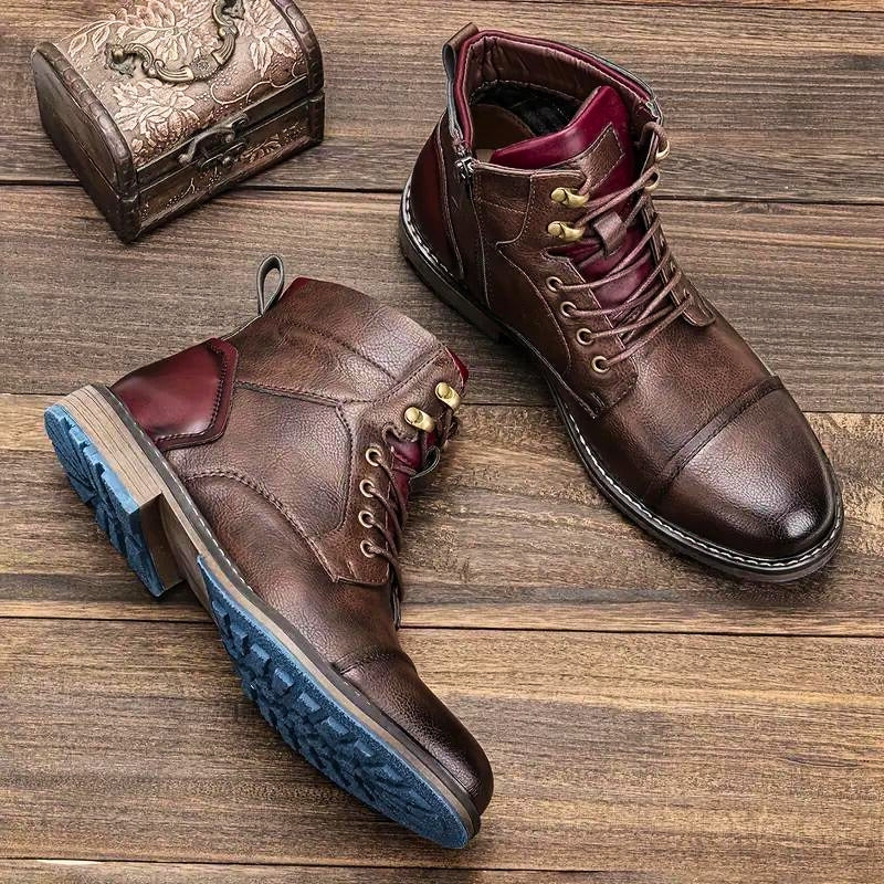 Brown Rugged Leather Western - Boots CAAYWORLD MEN