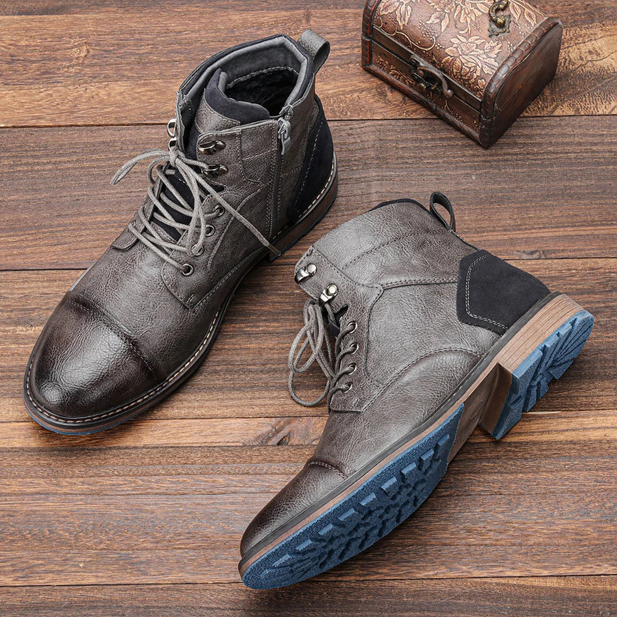 Brown Rugged Leather Western - Boots CAAYWORLD MEN