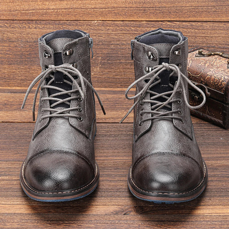 Brown Rugged Leather Western - Boots CAAYWORLD MEN