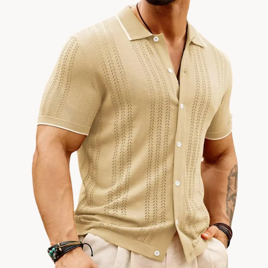Button-Front Cotton Blend - Polo Shirt CAAYWORLD