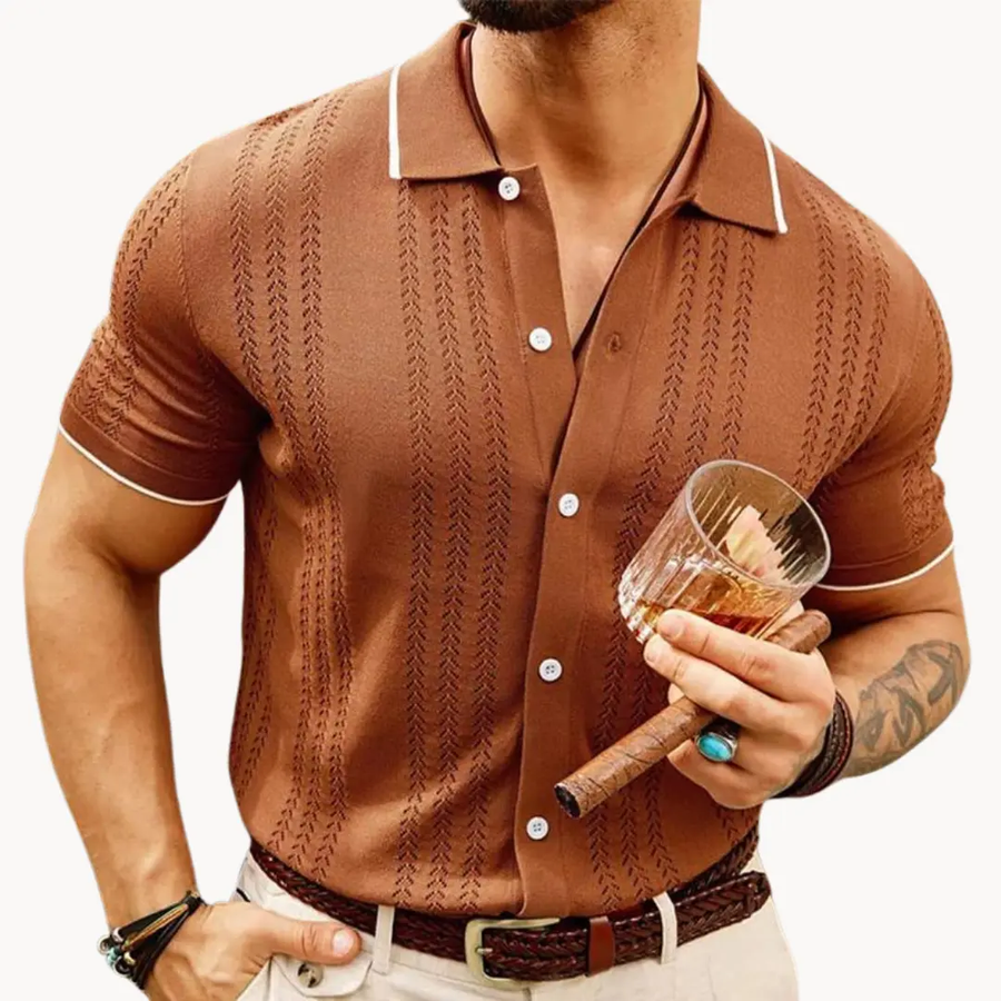 Button-Front Cotton Blend - Polo Shirt CAAYWORLD