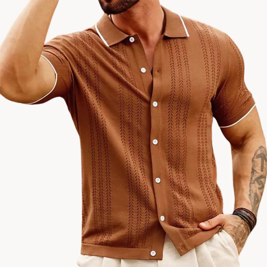 Button-Front Cotton Blend - Polo Shirt CAAYWORLD