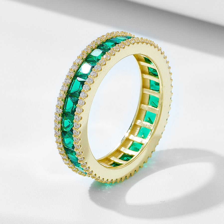 Vintage Green Wedding Band In Golden Tone Shineofdiamond