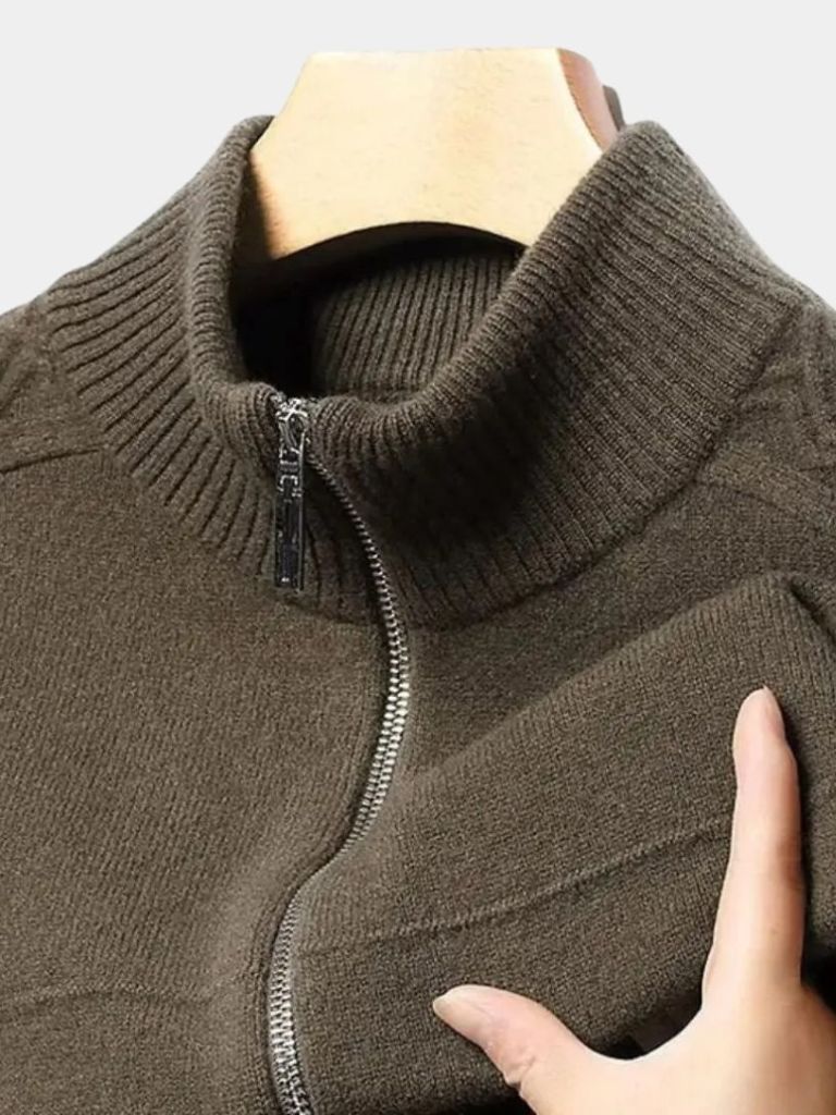 Cashmere Zip Sweater Knit Turtleneck - CAAYWORLD CAAYWORLD