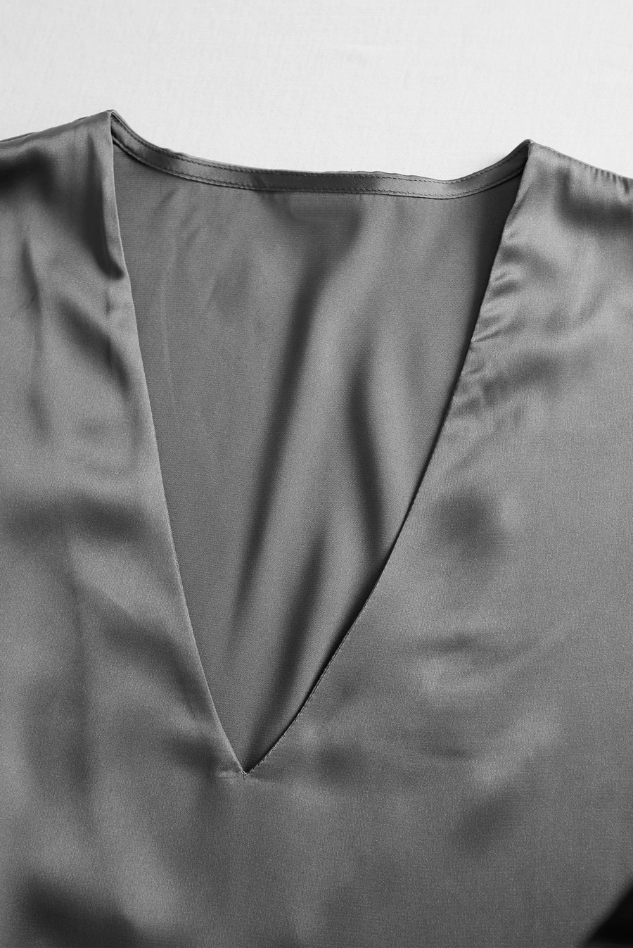 Charcoal Grey Satin Subtle Tailored Fit - Blouse CAAYWORLD