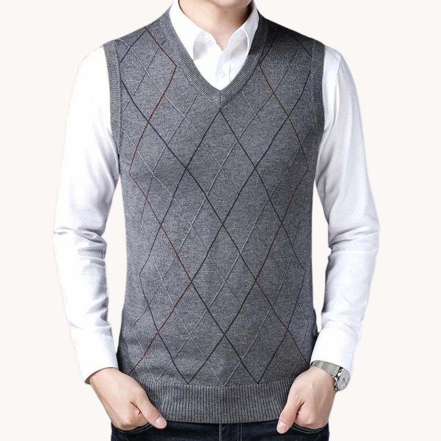 Chunky Ribbed V-Neck Knit - Sweater Vest CAAYWORLD MEN