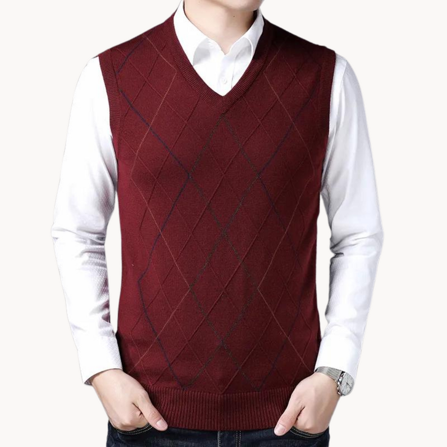 Chunky Ribbed V-Neck Knit - Sweater Vest CAAYWORLD MEN