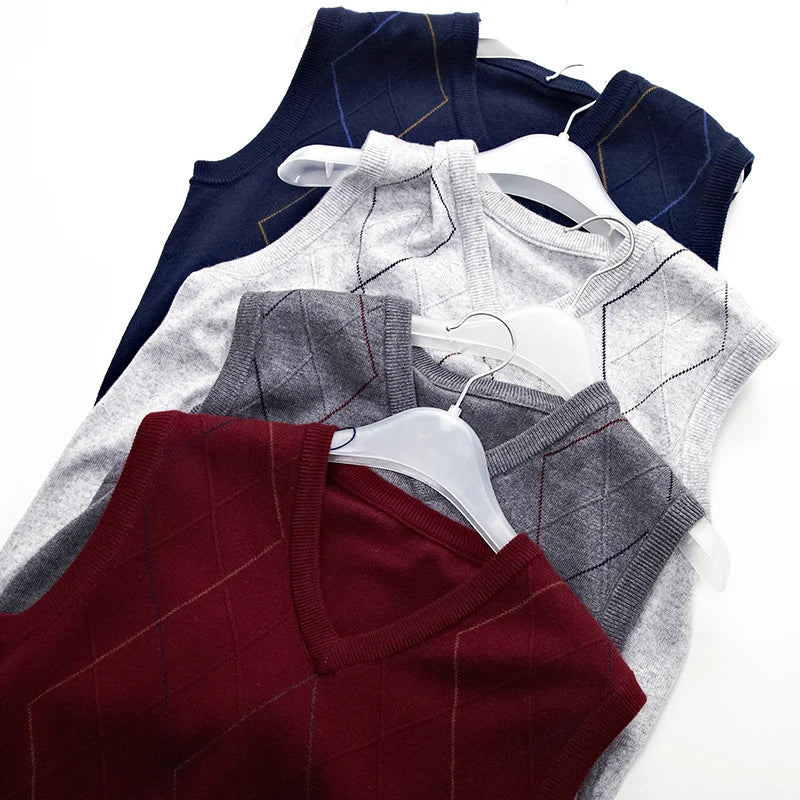 Chunky Ribbed V-Neck Knit - Sweater Vest CAAYWORLD MEN