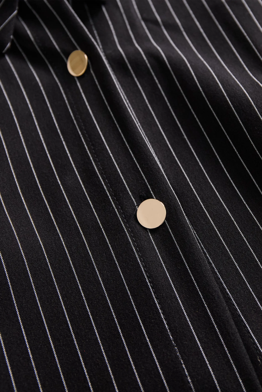 Classic Black Pinstripe Button-Down - Shirt Dress CAAYWORLD