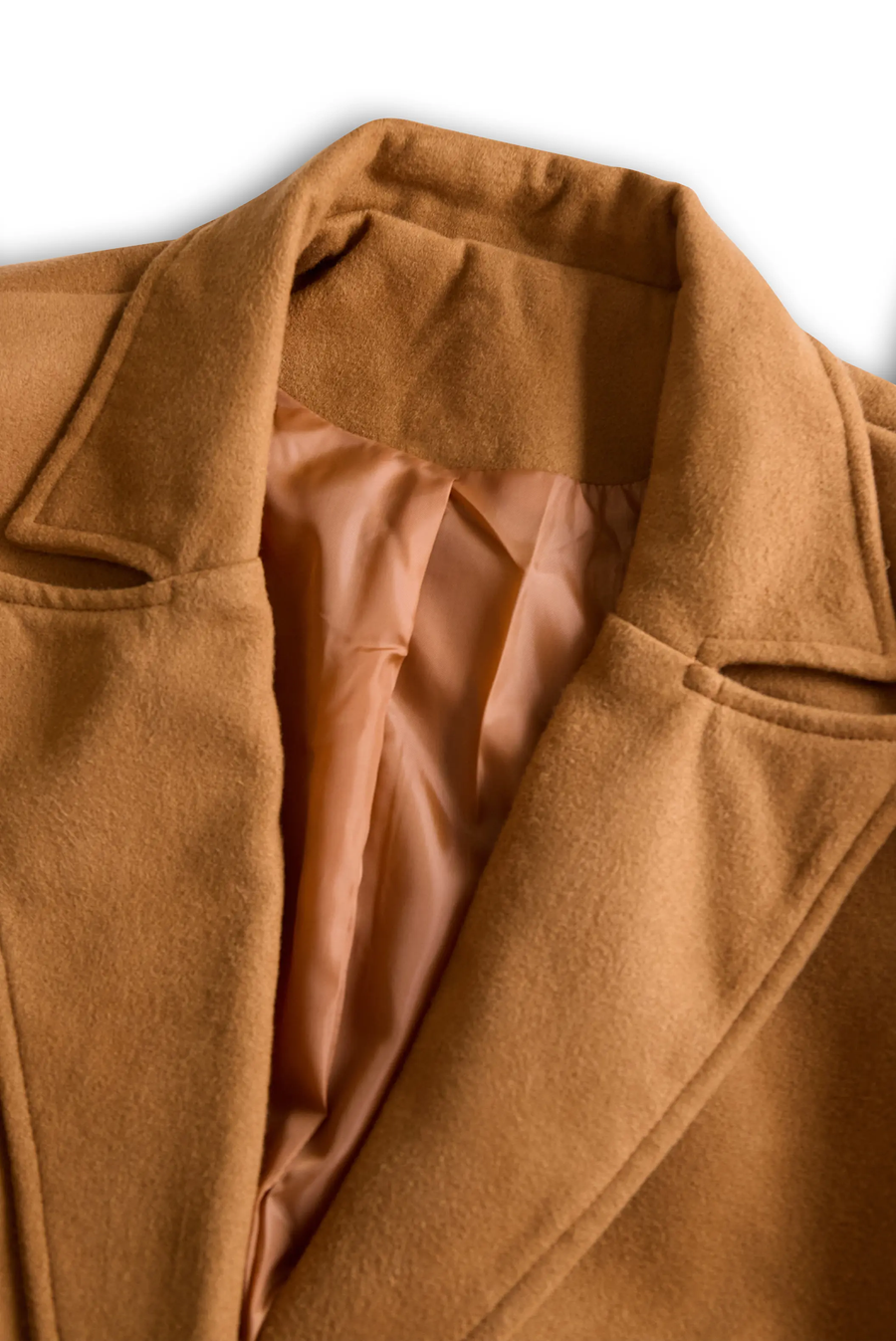 Classic Camel Wool Belted Silhouette - Trench Coat CAAYWORLD
