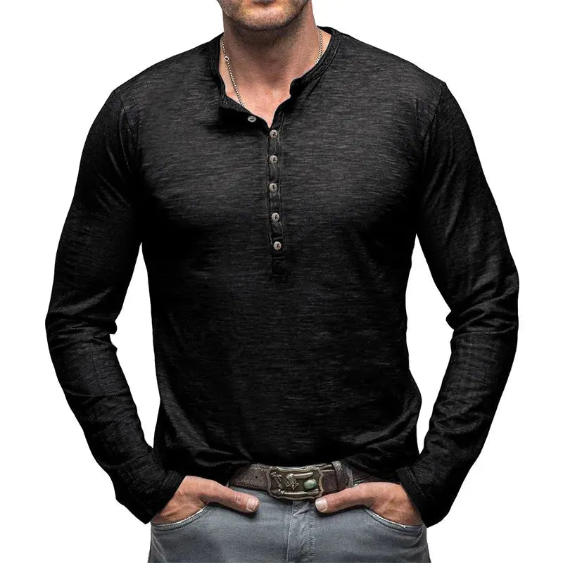 Classic Cotton Henley - T-Shirt CAAYWORLD