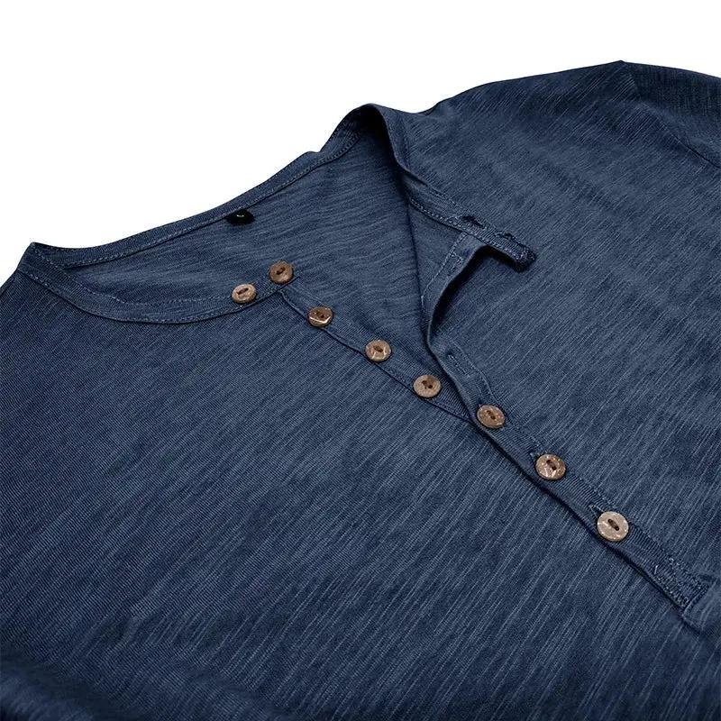Classic Cotton Henley - T-Shirt CAAYWORLD