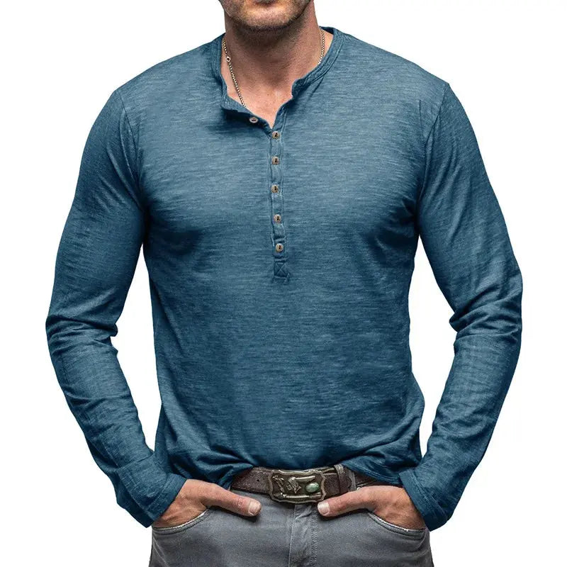 Classic Cotton Henley - T-Shirt CAAYWORLD