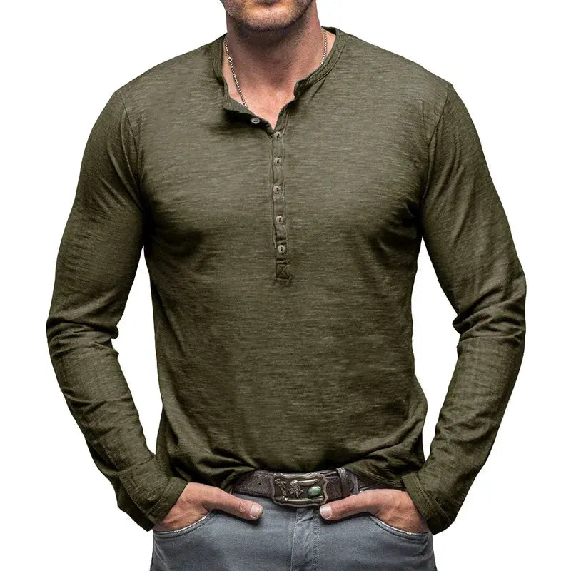 Classic Cotton Henley - T-Shirt CAAYWORLD