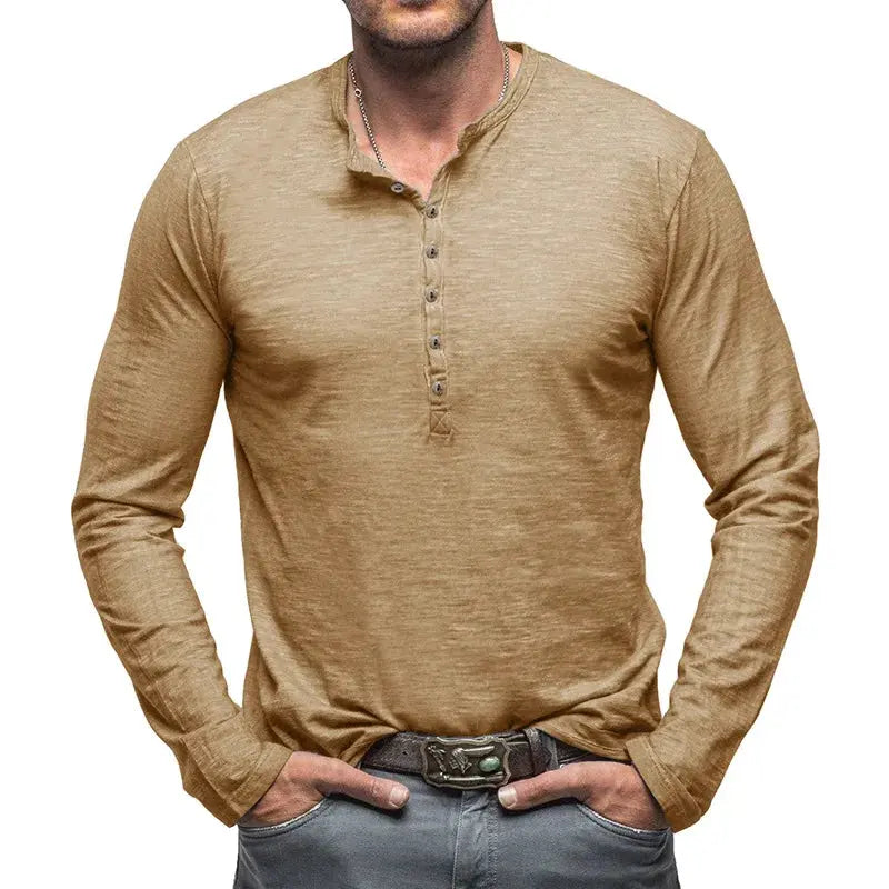 Classic Cotton Henley - T-Shirt CAAYWORLD