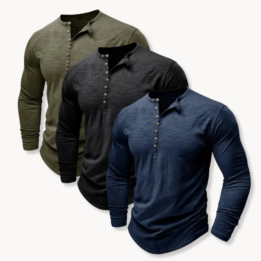 Classic Cotton Henley - T-Shirt CAAYWORLD