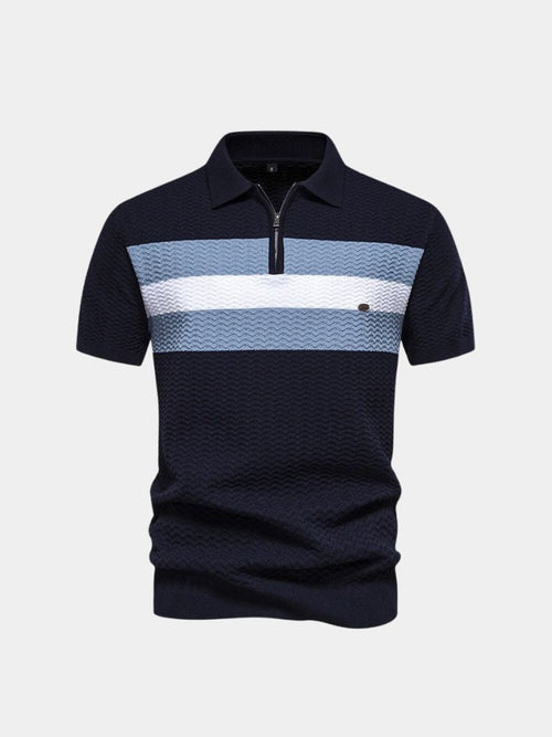 Classic Fit Quarter Zip Business Casual Short Sleeves Polo - CAAYWORLD CAAYWORLD