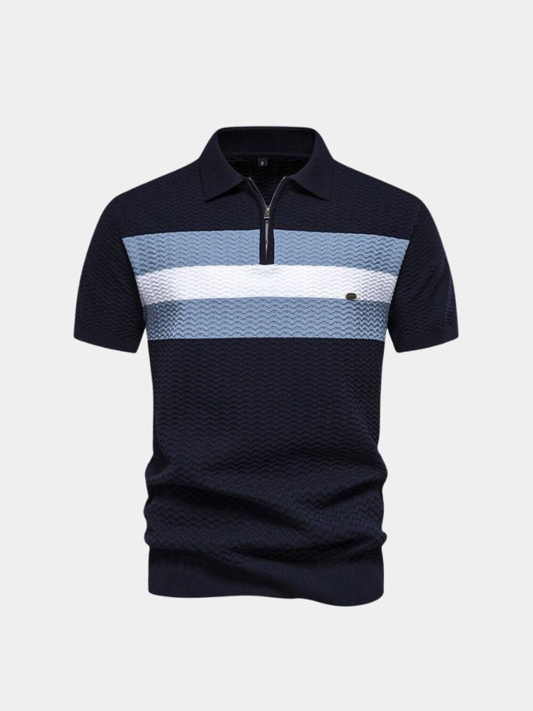 Classic Fit Quarter Zip Business Casual Short Sleeves Polo - CAAYWORLD CAAYWORLD