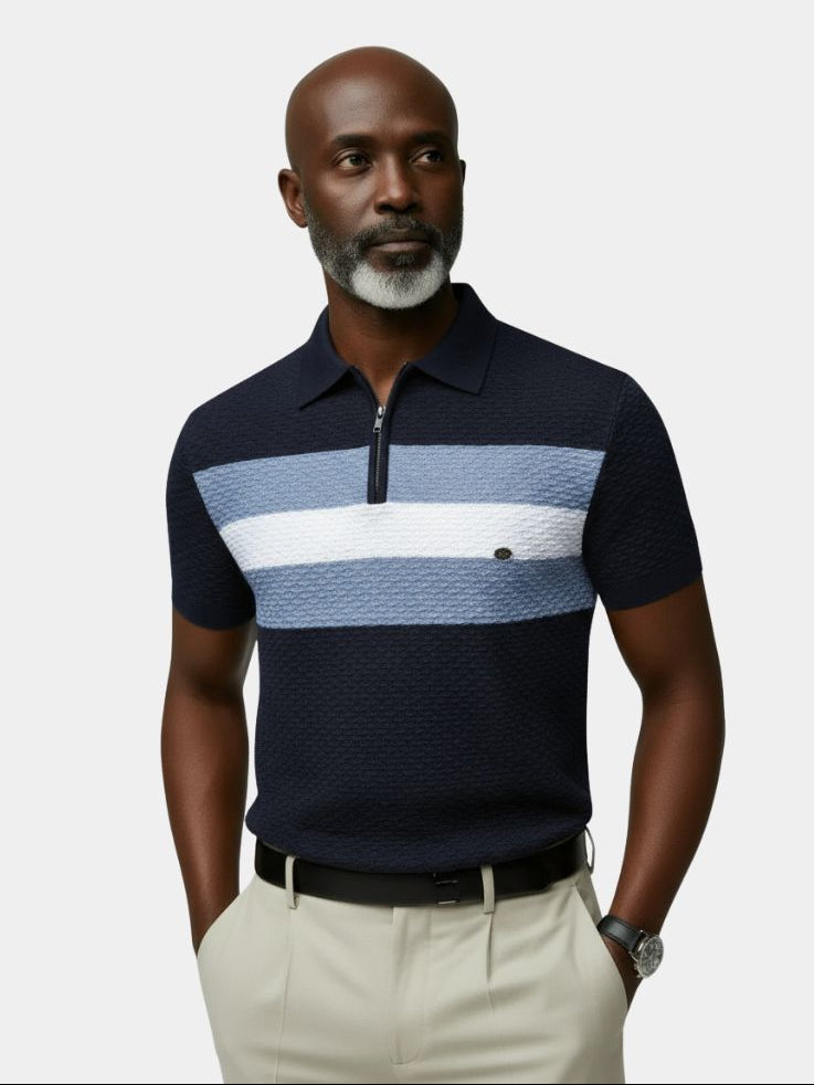 Classic Fit Quarter Zip Business Casual Short Sleeves Polo - CAAYWORLD CAAYWORLD