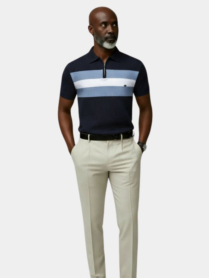 Classic Fit Quarter Zip Business Casual Short Sleeves Polo - CAAYWORLD CAAYWORLD