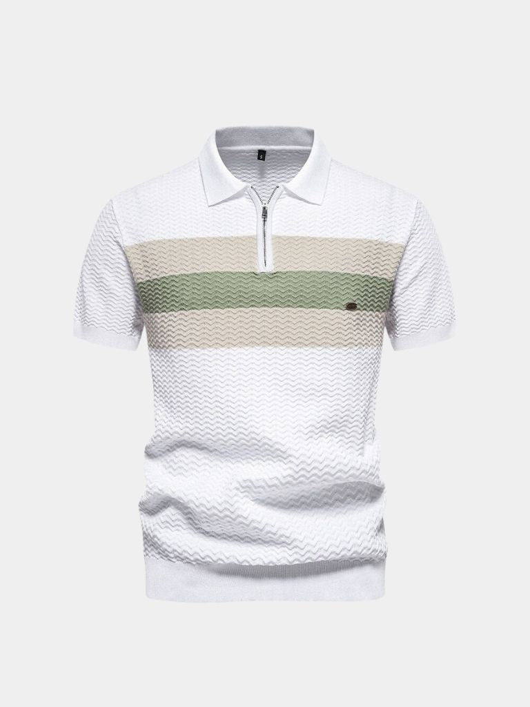 Classic Fit Quarter Zip Business Casual Short Sleeves Polo - CAAYWORLD CAAYWORLD