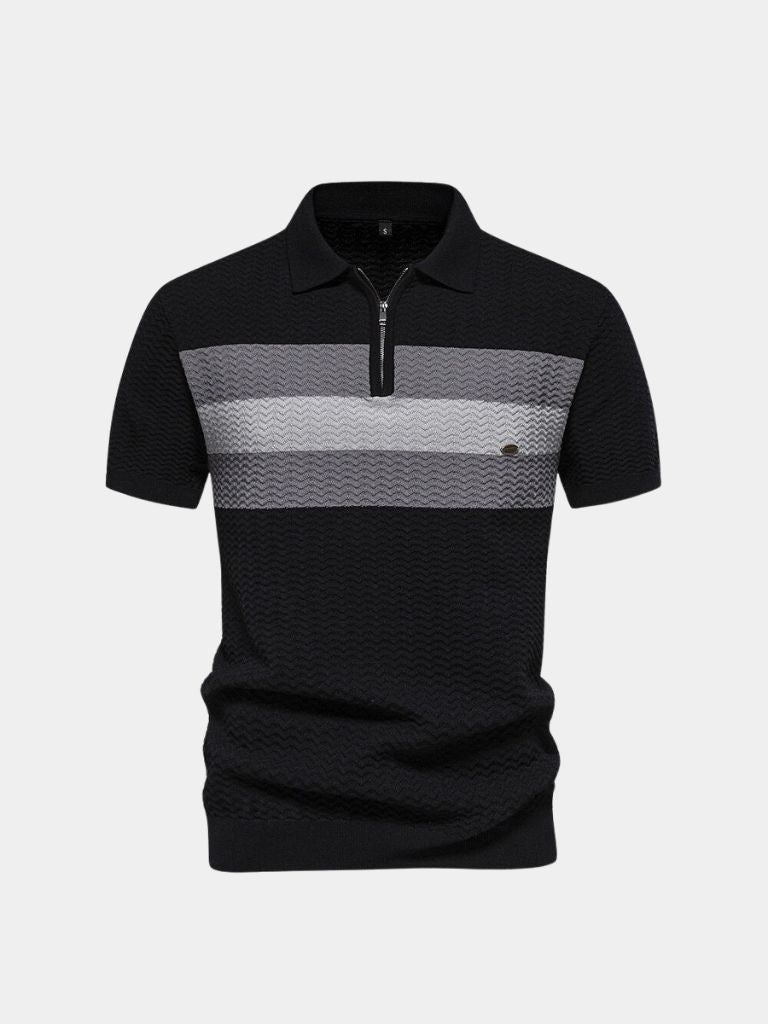 Classic Fit Quarter Zip Business Casual Short Sleeves Polo - CAAYWORLD CAAYWORLD