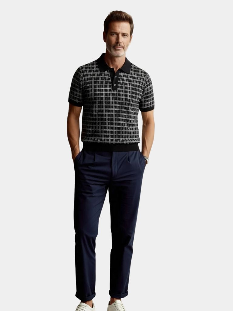 Classic Noir Knit Polo Shirt - CAAYWORLD CAAYWORLD