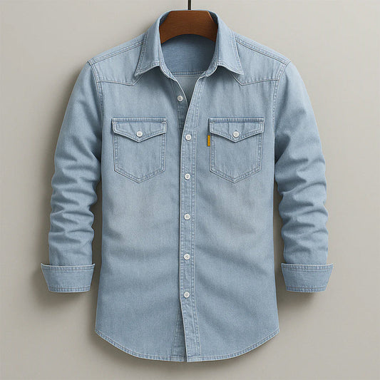 Classic Washed Denim Button-Up - Shirt CASA LARO MEN