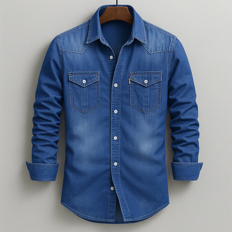 Classic Washed Denim Button-Up - Shirt CAAYWORLD MEN