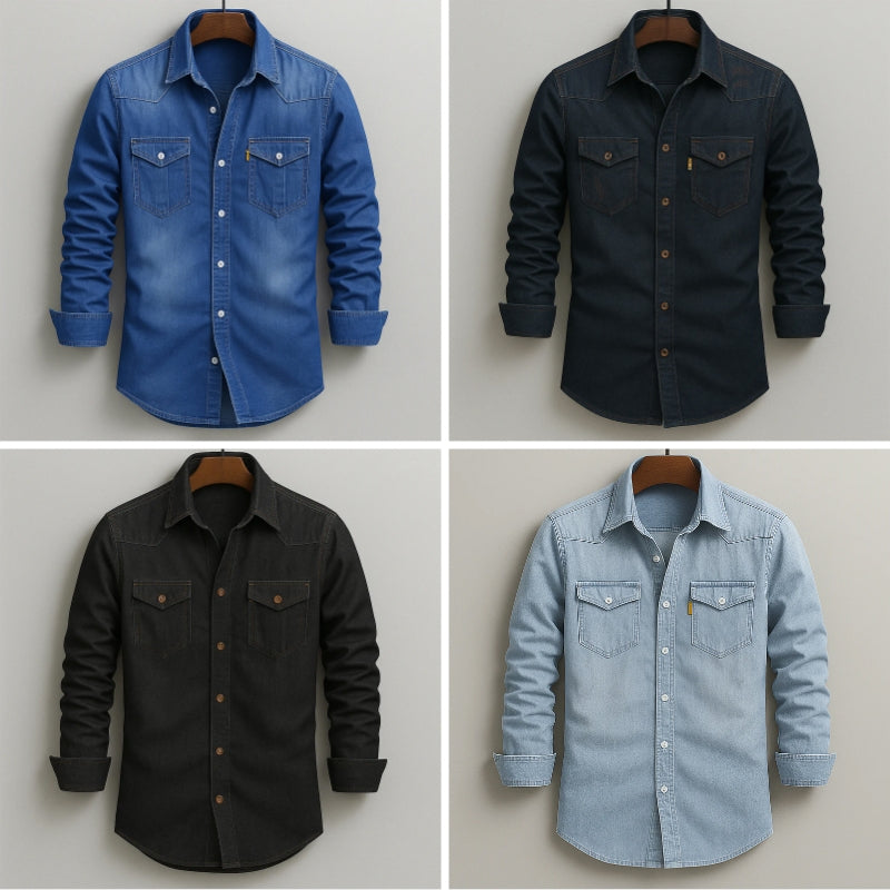 Classic Washed Denim Button-Up - Shirt CAAYWORLD MEN