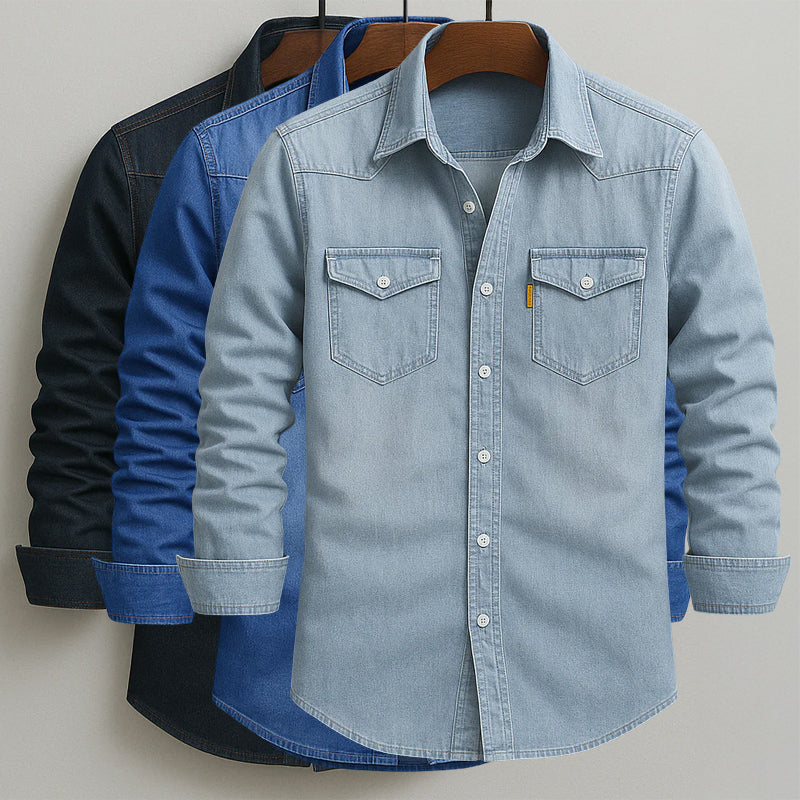 Classic Washed Denim Button-Up - Shirt CAAYWORLD MEN