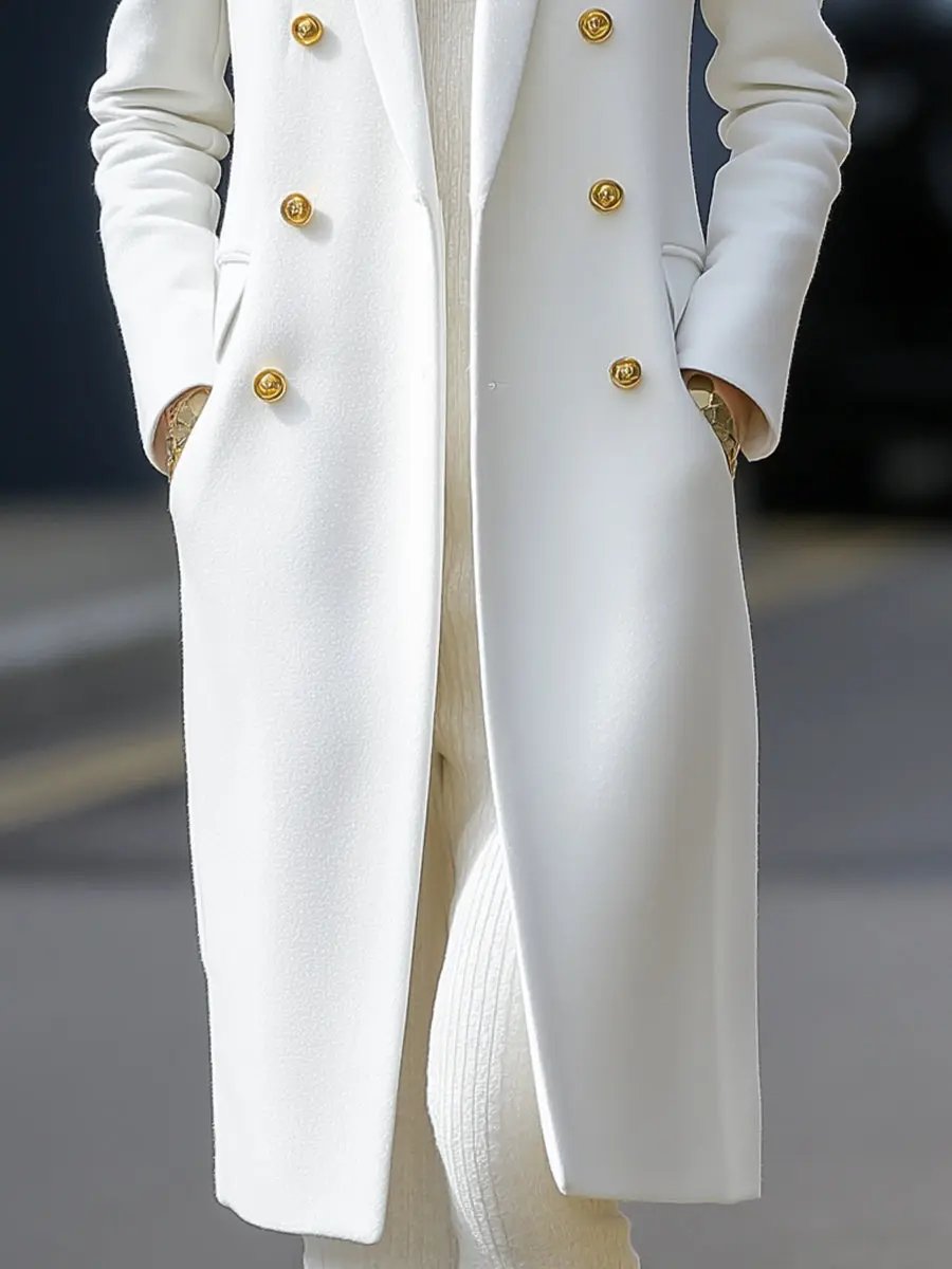 Classic White Double-Breasted Tailored - Longline Coat CAAYWORLD
