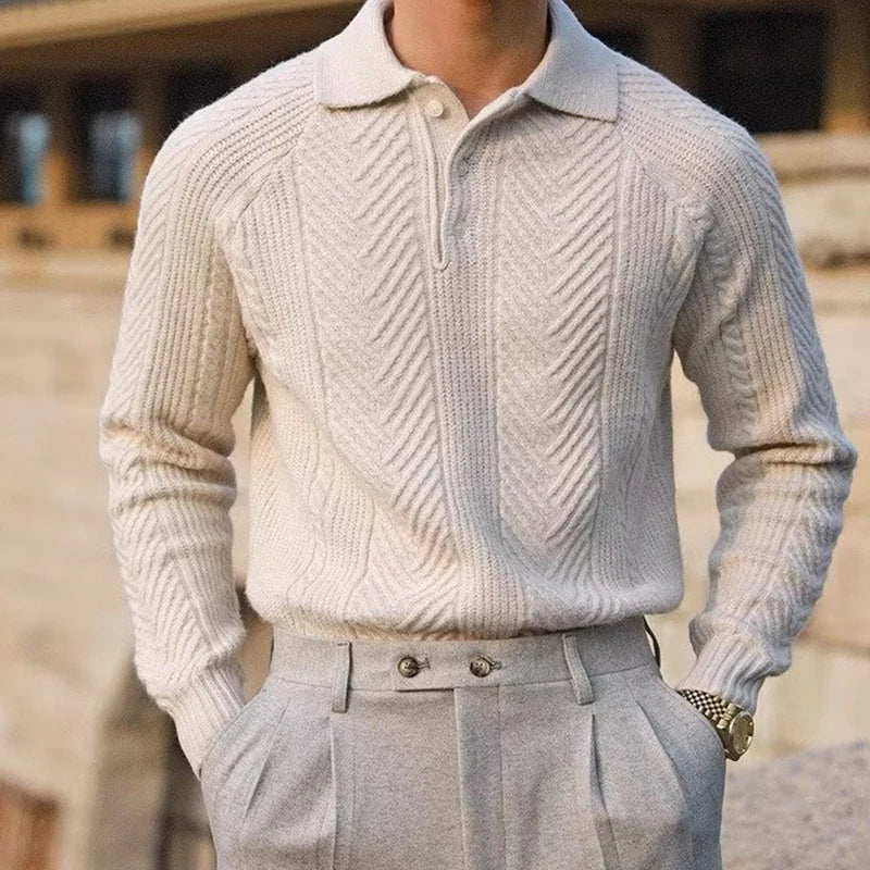 Collared Ribbed Knit - Sweater CAAYWORLD MEN