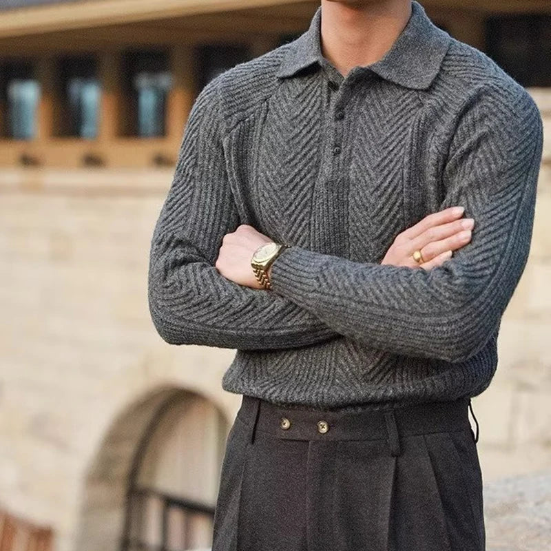 Collared Ribbed Knit - Sweater CAAYWORLD MEN