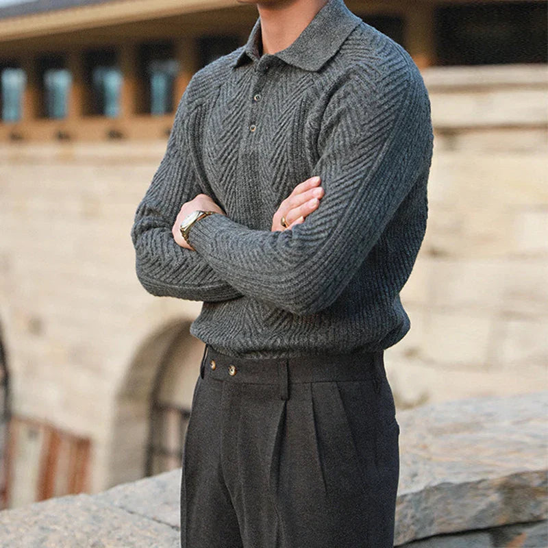 Collared Ribbed Knit - Sweater CAAYWORLD MEN