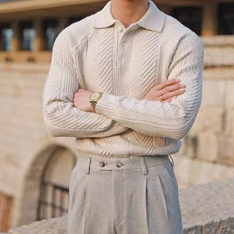 Collared Ribbed Knit - Sweater CAAYWORLD MEN